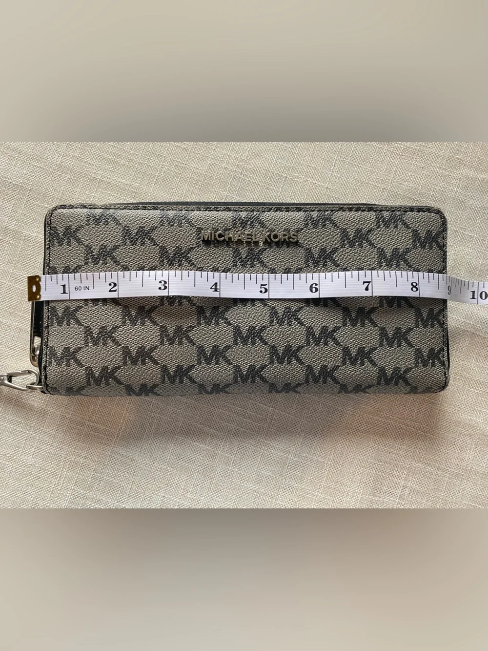 Michael Kors Gray MK Monogram Wristlet Clutch